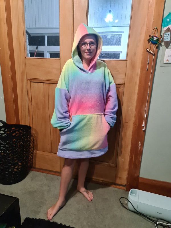 Rainbow Fleecy Oversized Hoodies 2024